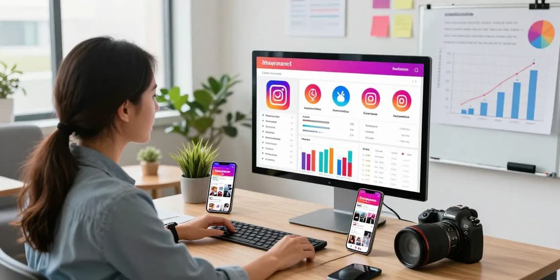 Engaging scene of a young professional analyzing growth strategies to buy Instagram followers.