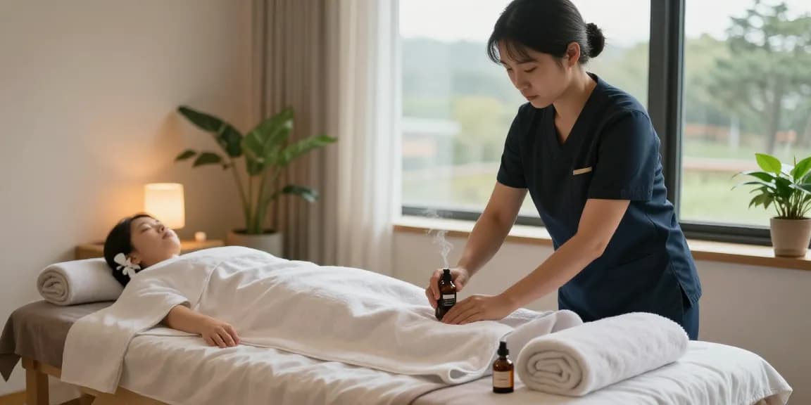 서울출장안마을 위한 편안한 마사지 룸과 전문 관리사가 준비하는 모습