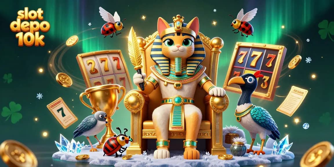 Play exciting slot depo 10k games with vibrant graphics and royal characters in this dynamic casino scene.