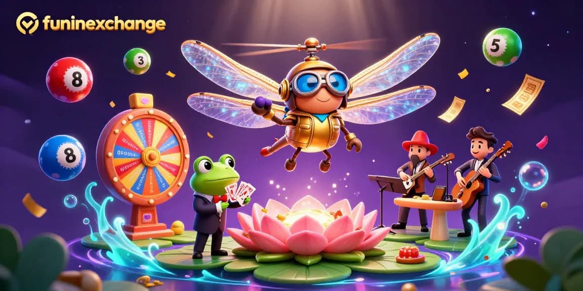 Experience funinexchange with a vibrant illustration showcasing exciting casino elements and characters in action.