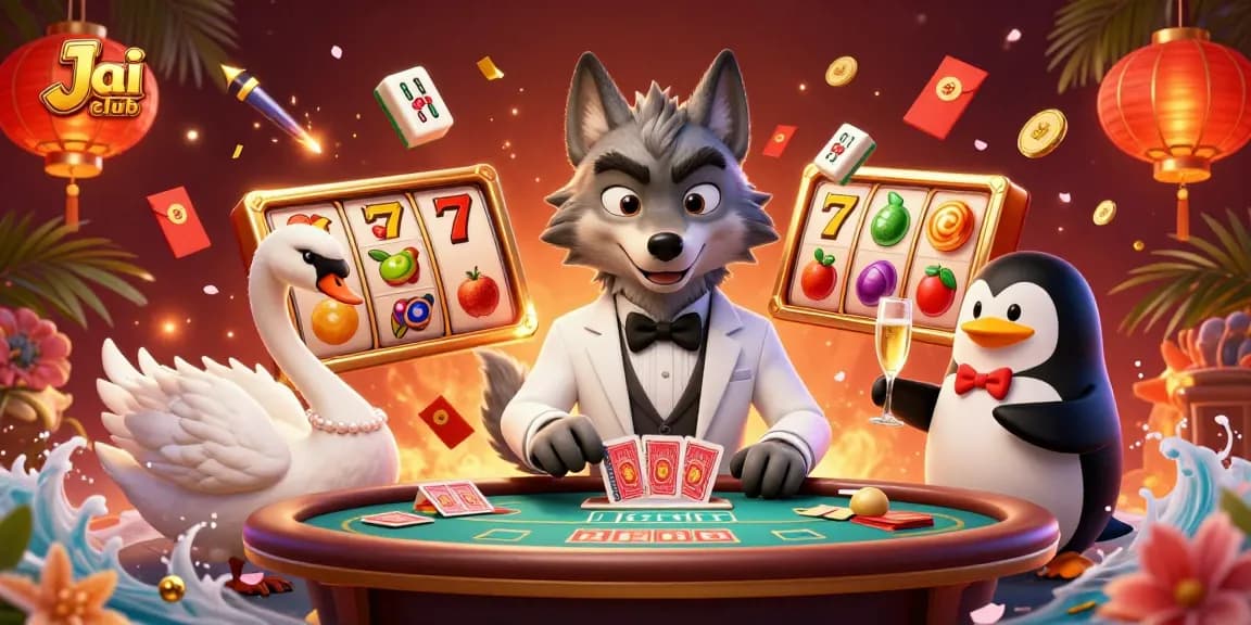 Engage with thrilling games at Jai club with vibrant characters and festive casino elements.