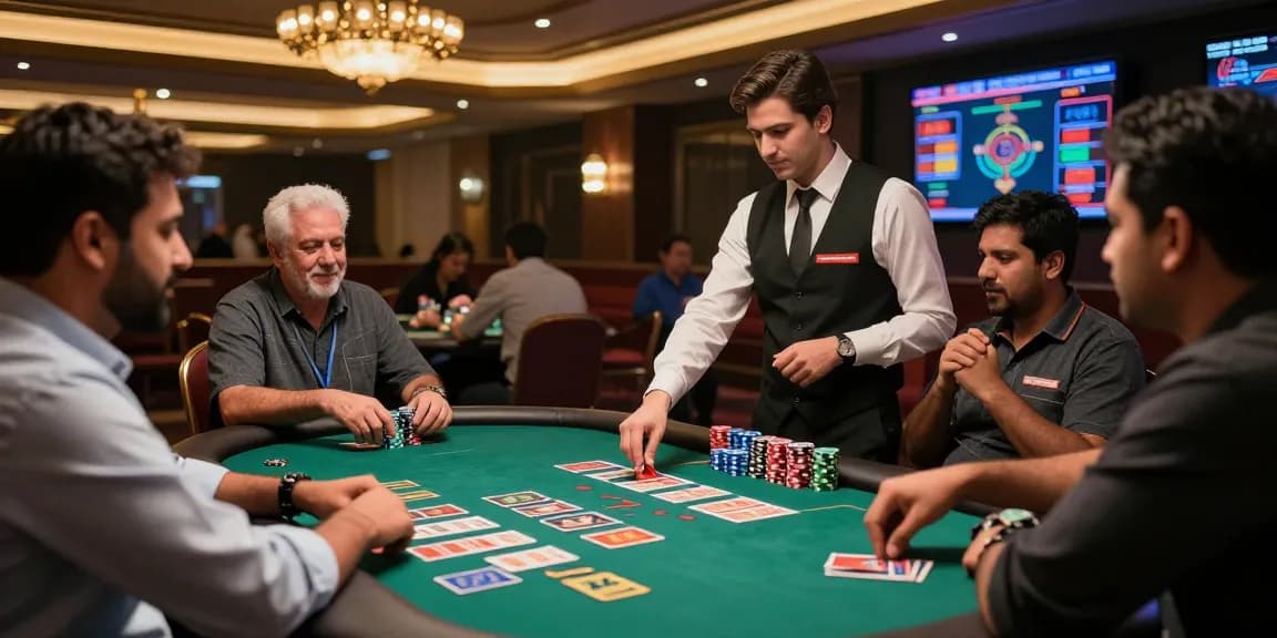 Exciting Andar Bahar live casino scene with players and vibrant game action.