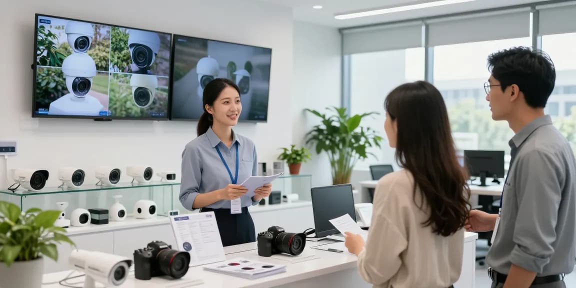 CCTV Dealers in Jaipur showcasing advanced surveillance systems in a modern showroom.