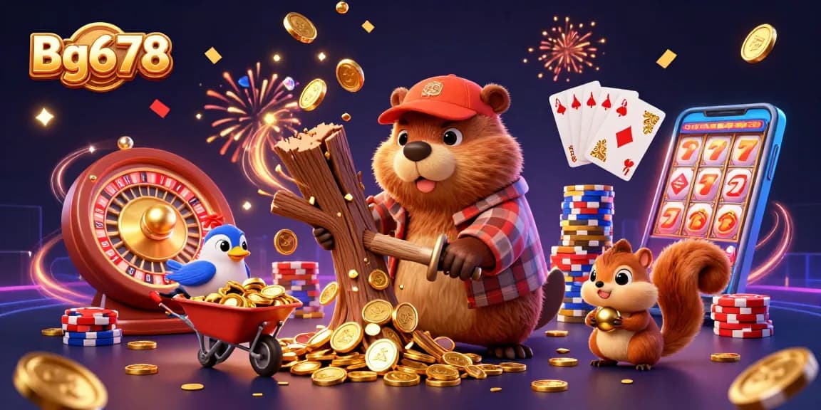 Win with Bg678's exciting games like slots and roulette in this vibrant casino scene!