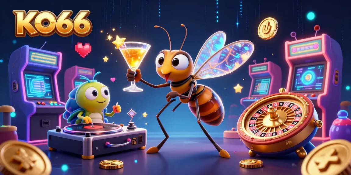 Experience the excitement of KO66 with immersive games and dynamic animations in a vibrant casino scene.