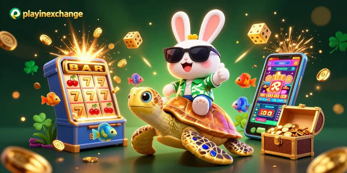 Engage with playinexchange's vibrant 3D casino scene, showcasing jackpot excitement and gaming fun.