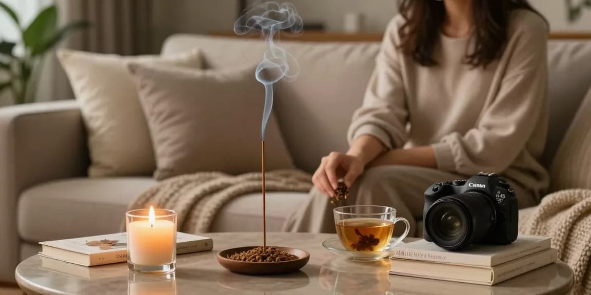 Enjoying buy-cloud-9-mad-hatter-herbal-incense-3g in a serene indoor setting with soft lighting and calming ambiance.