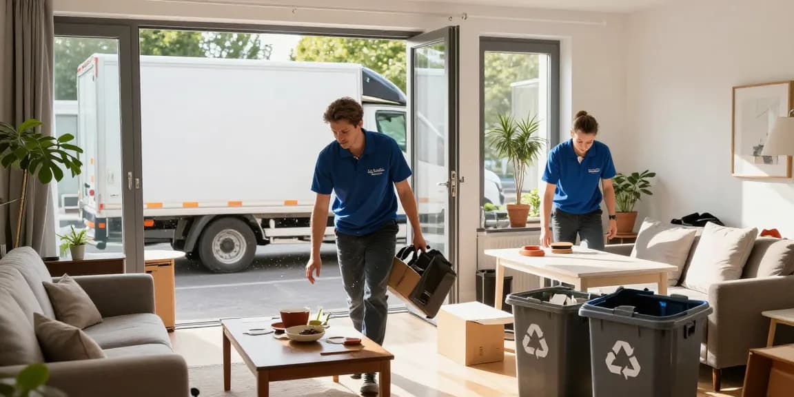 Efficient Wohnungsentrümpelung Berlin service team clearing furniture and clutter, demonstrating professional apartment clearing.