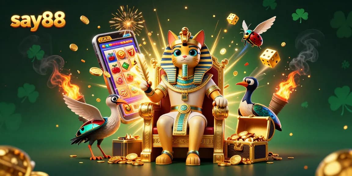 Experience thrilling wins at say88 with 3D pharaoh cat and jackpot explosion, vibrant casino adventure