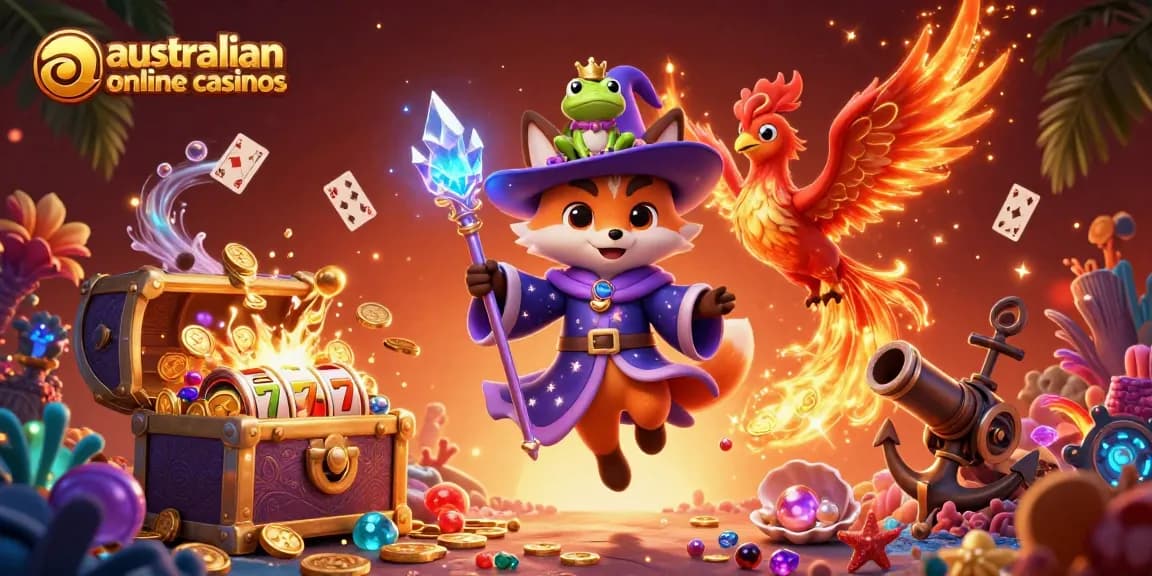 Engage with australian online casinos through vibrant slot reels and dynamic gaming elements.