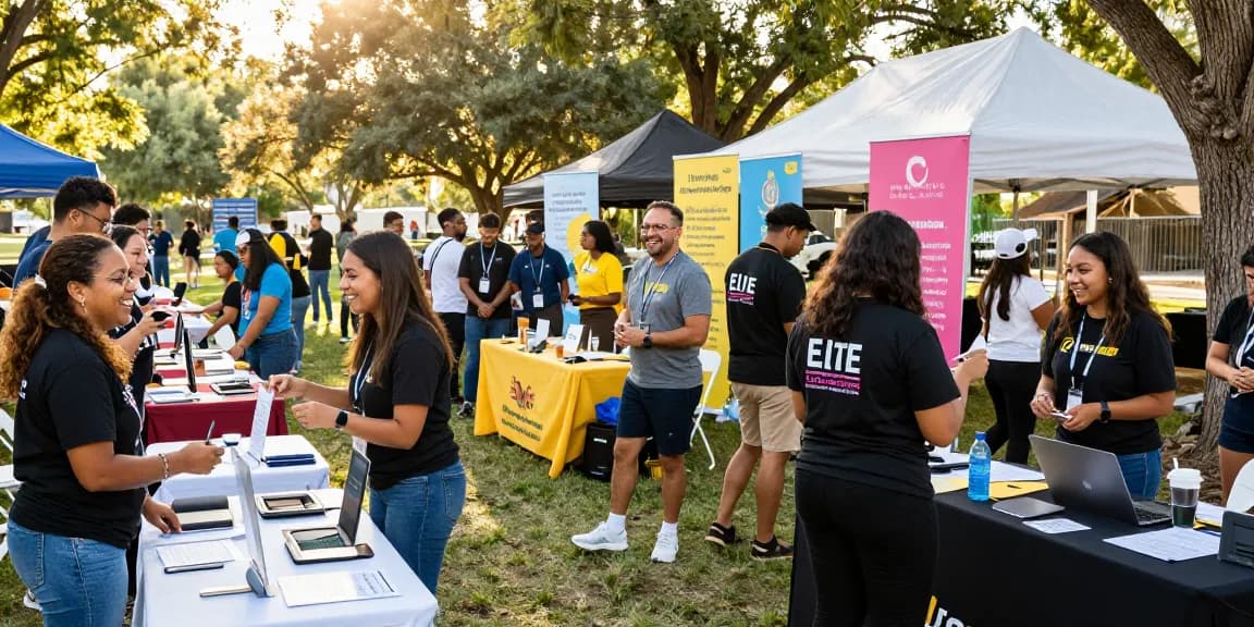 Elite Generations team engaging with the community at a vibrant nonprofit charity event.