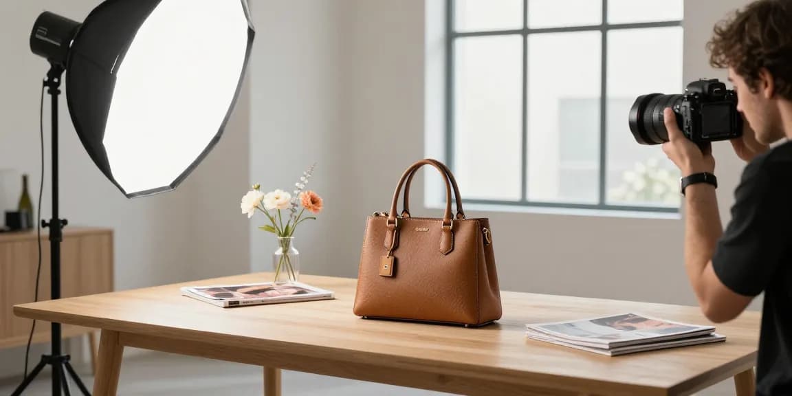 Fotografo Commerciale à Milan, capturant une élégante photo de produit dans un studio lumineux.