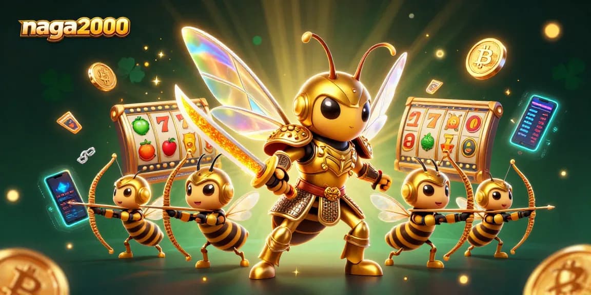Naga2000 menyajikan simbol slot dengan karakter serangga emas yang beraksi, siap memicu jackpot.