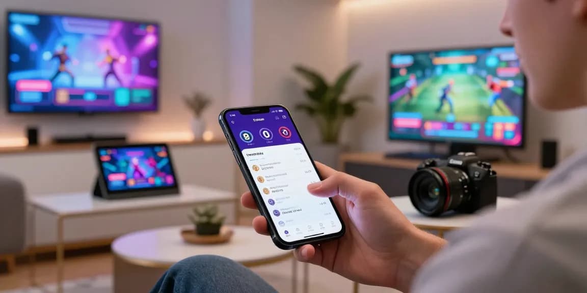 Online betting platform interface on smartphone showcasing newbet4d betting options in a modern lounge setting.
