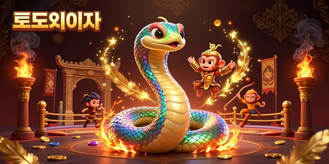 Experience 토토사이트 excitement with a lively scene featuring a rainbow serpent and golden monkey king amidst dynamic casino elements.