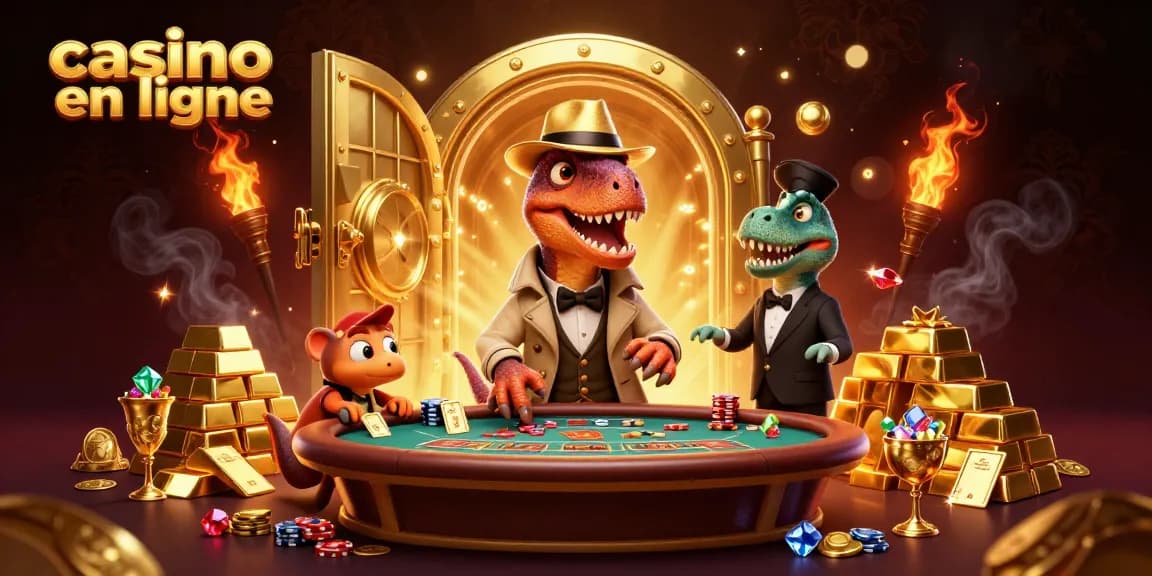 Profitez d'une expérience de casino en ligne immersive avec des personnages de dinosaures et des trésors étincelants.