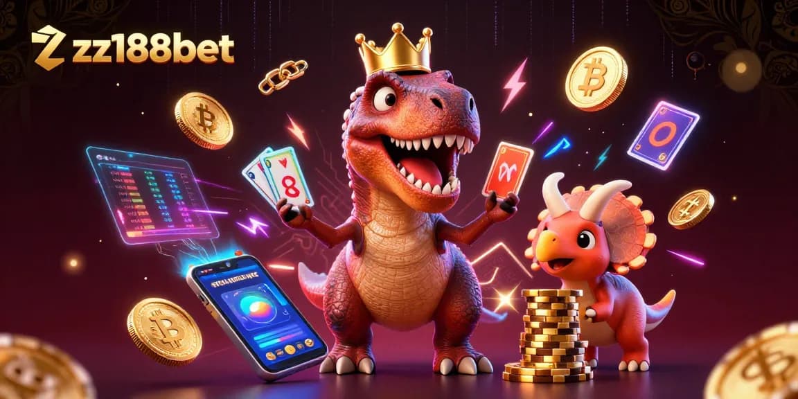 Engage with zz188bet's exciting casino adventure featuring vibrant 3D characters and crypto elements.
