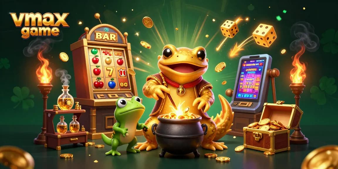 Engage in thrilling vmax game adventures with a golden salamander and vibrant casino elements.