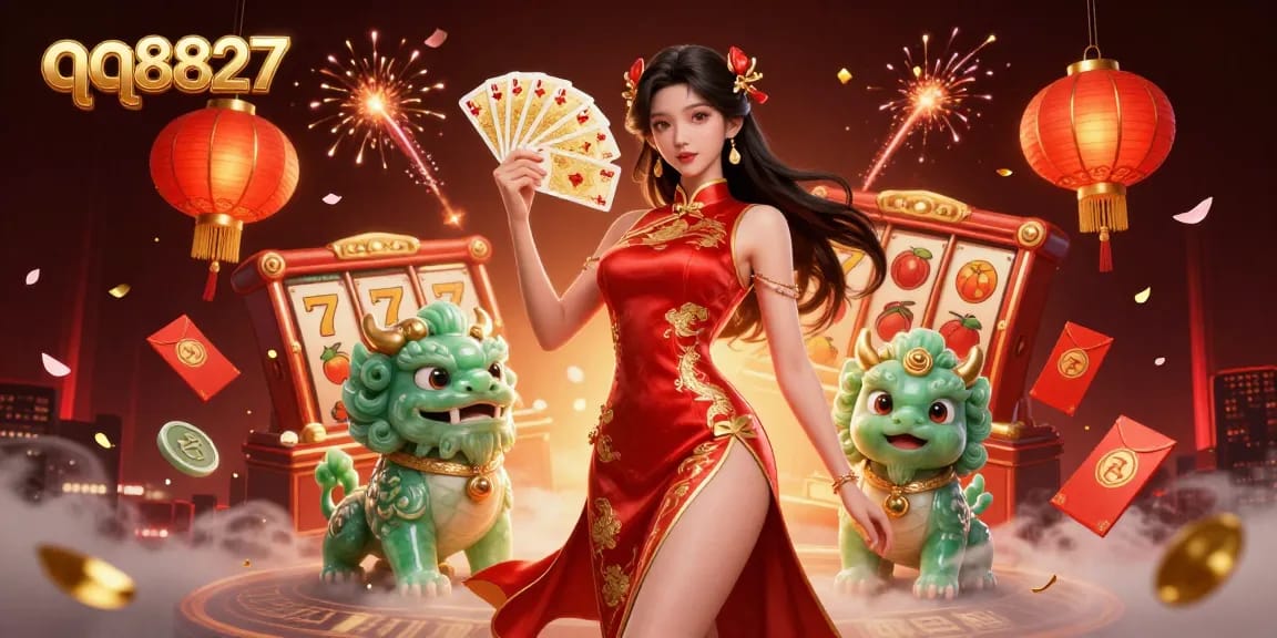 Experience winning thrills at qq8827, with vibrant 3D representation of a casino scene filled with action and luxury.