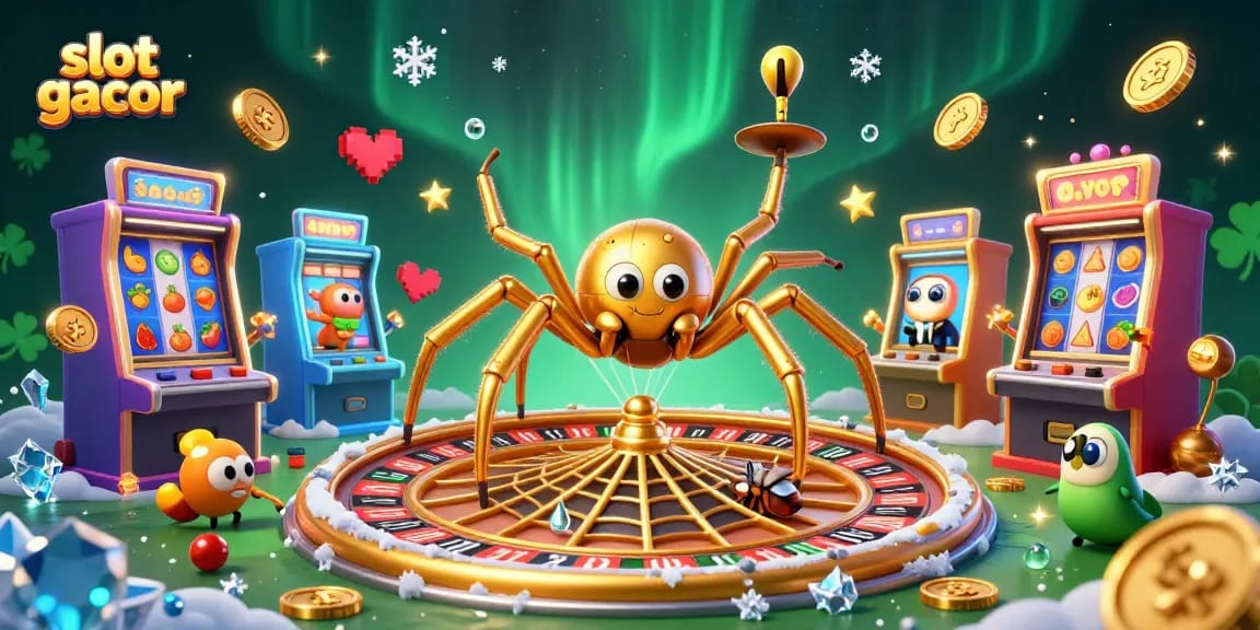 Spin to win with slot gacor: a colorful, interactive 3D casino scene filled with excitement.