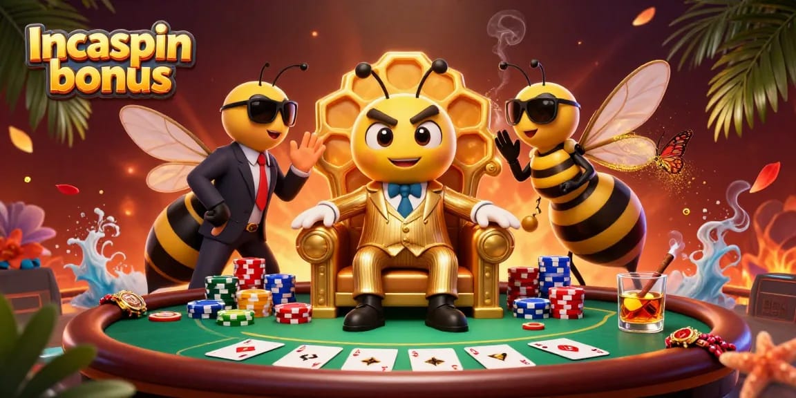 Win big with the Incaspin bonus in this colorful casino scene full of action and excitement.