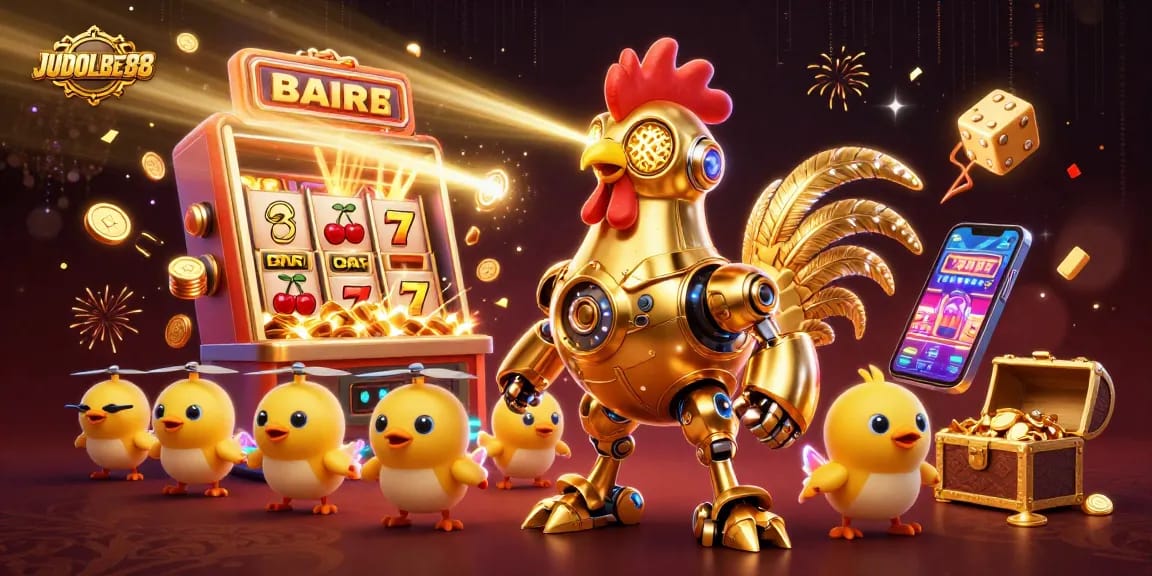 Win big with JUDOLBET88 in this vibrant 3D illustration of exciting slot action!
