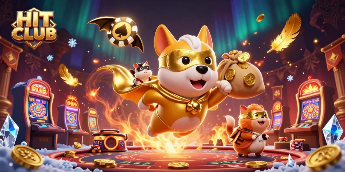 Join the HIT CLUB for winning strategies with a thrilling casino adventure illustration!