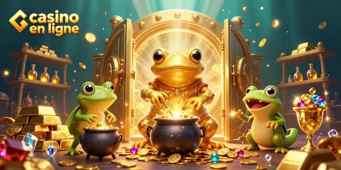 Découvrez l'univers du casino en ligne avec une scène animée remplie d'or et de magie.