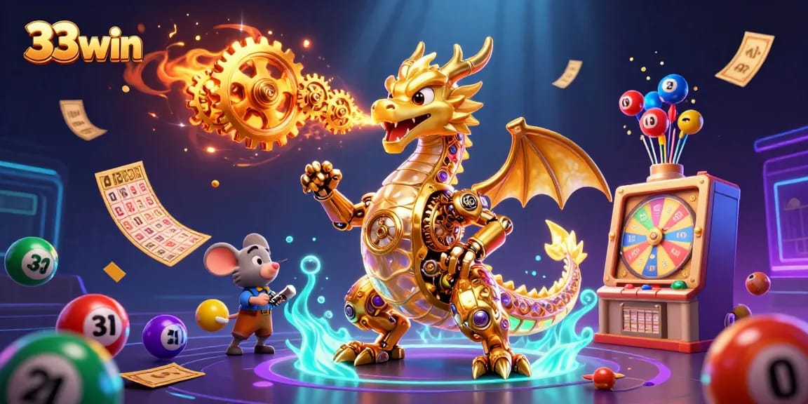 Engage with 33win's exciting world of gambling featuring a golden dragon and enriched game elements.