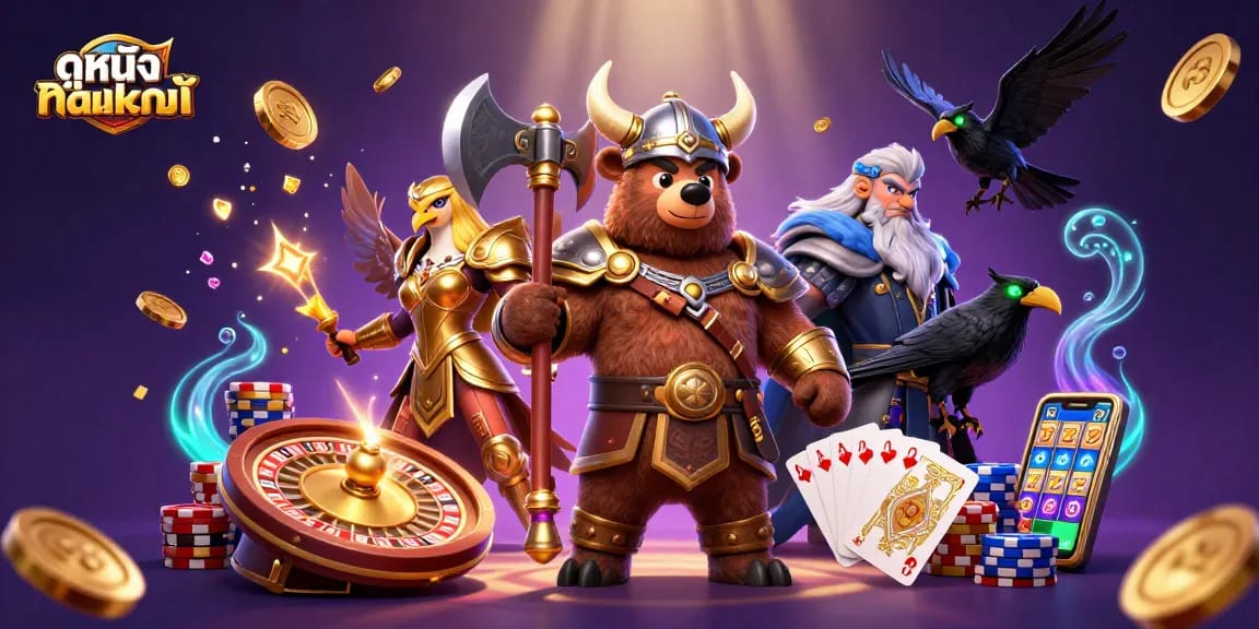 Experience ดูหนังออนไลน์ amidst spinning roulettes and vibrant casino elements