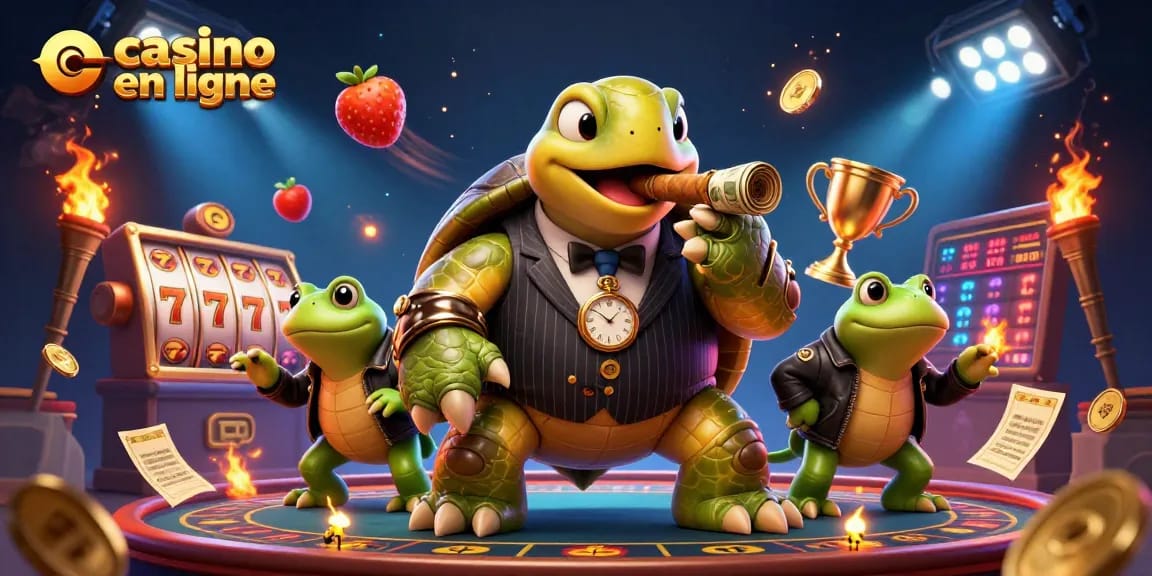 Jouez aux meilleures machines à sous dans un casino en ligne captivant avec une tortue de mobster.