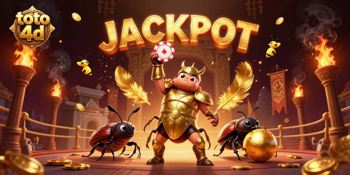 Engage in Toto 4D betting glory with a golden poker chip and vibrant jackpot celebration.