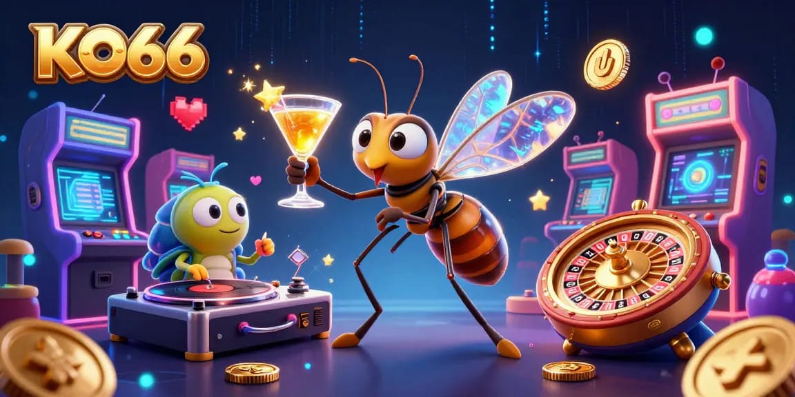 Experience the excitement of KO66 with immersive games and dynamic animations in a vibrant casino scene.