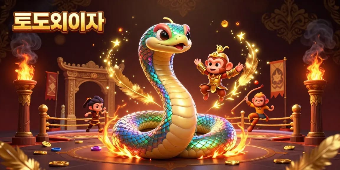 Experience 토토사이트 excitement with a lively scene featuring a rainbow serpent and golden monkey king amidst dynamic casino elements.