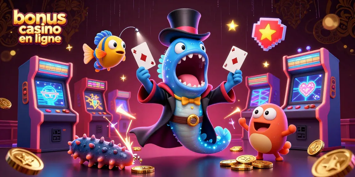 Découvrez le bonus casino en ligne avec une scène vibrante de créatures marines mémorables et des éléments de jeu.