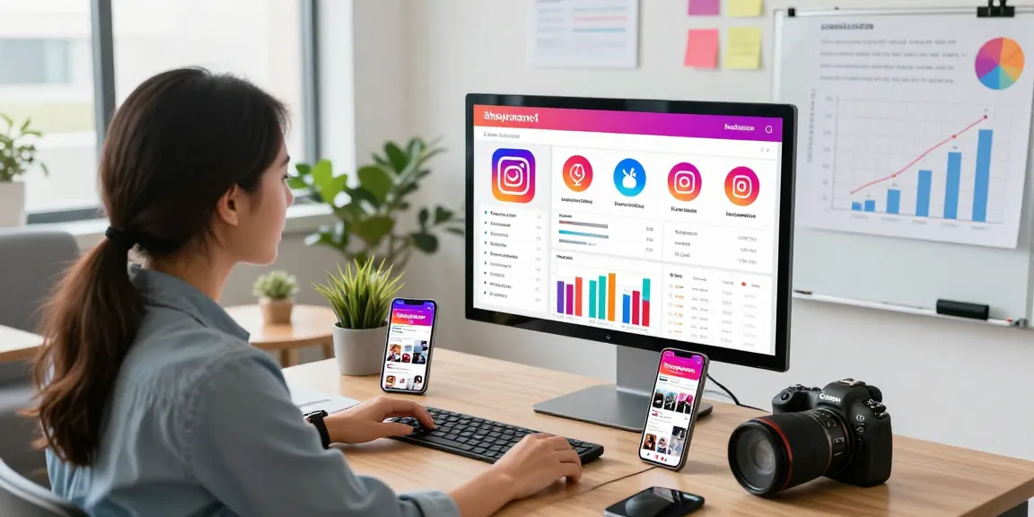Engaging scene of a young professional analyzing growth strategies to buy Instagram followers.