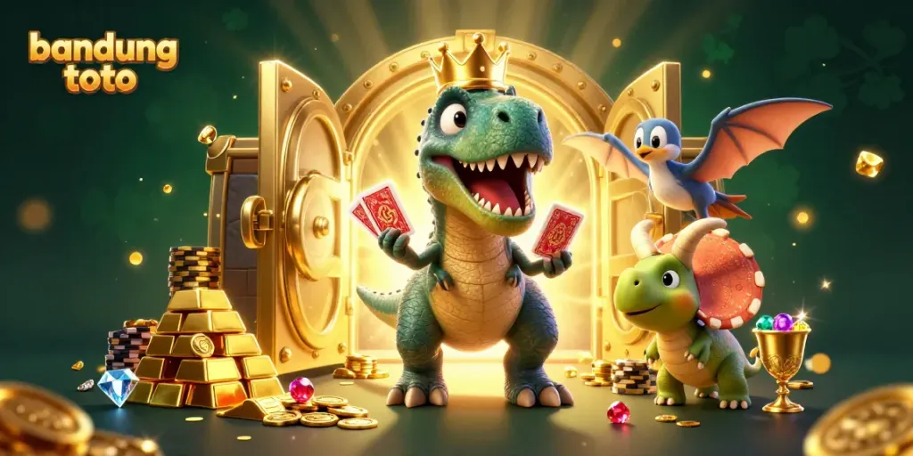 Experience the excitement of bandung toto gaming as T-Rex and friends shuffle cards and stack chips.