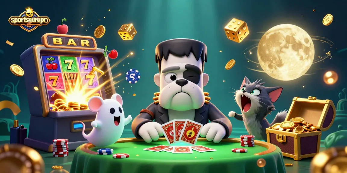 Experience thrilling action with sportsgurupro at a vibrant online casino table featuring playful characters.