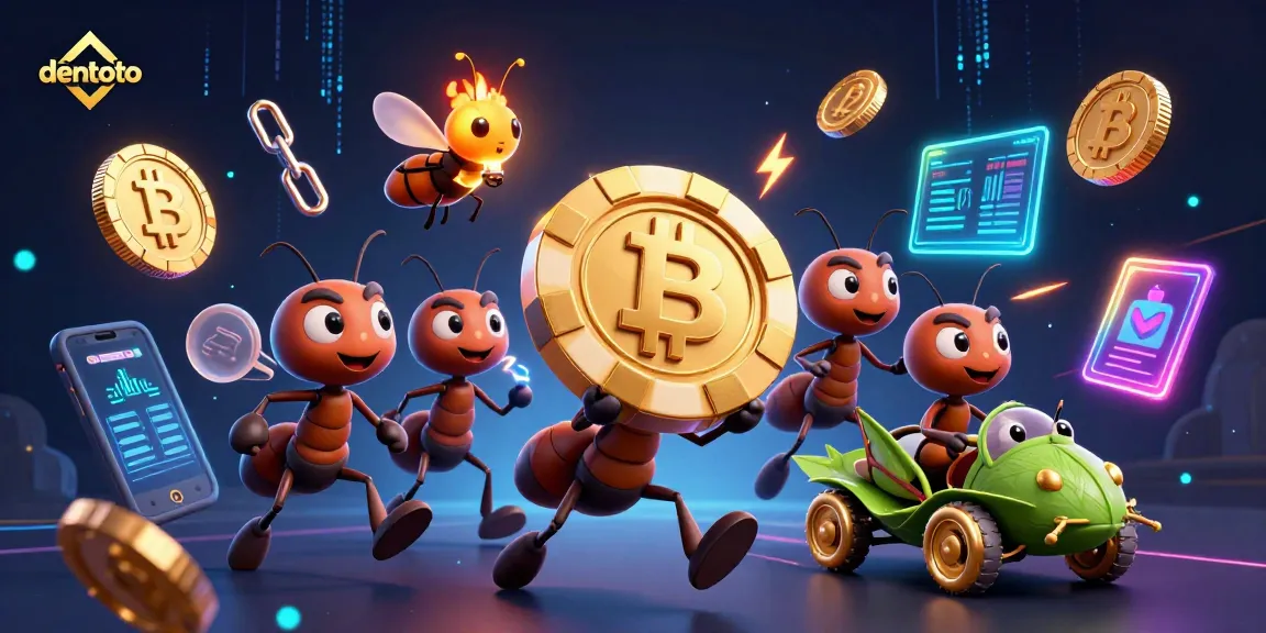 Engage with dentoto's thrilling gaming world featuring vibrant characters and crypto elements.