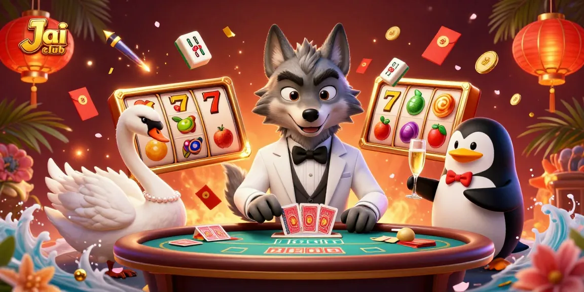 Engage with thrilling games at Jai club with vibrant characters and festive casino elements.