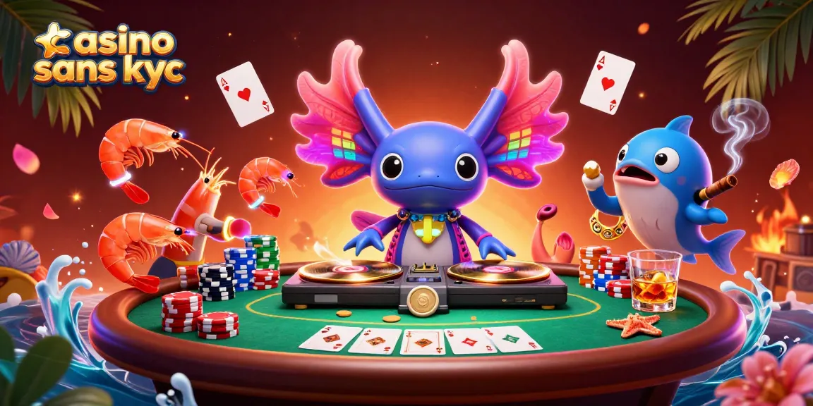 Jouez sans contraintes dans un casino sans KYC avec une ambiance festive de créatures marines.