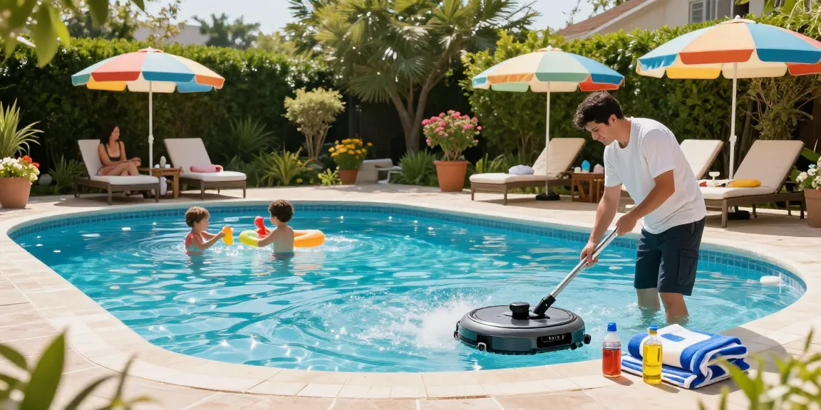 Enjoying family time by the pool with proper čišćenje bazena maintenance techniques.