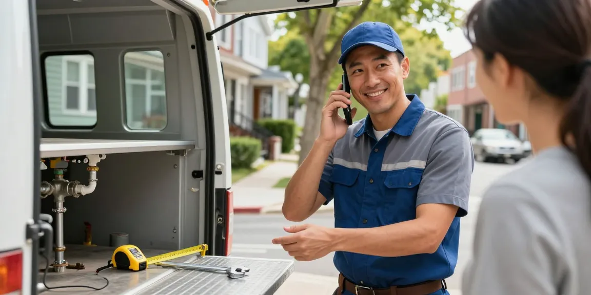 Contractor lead generation image showing a home service professional engaging with a customer while assessing plumbing issues.