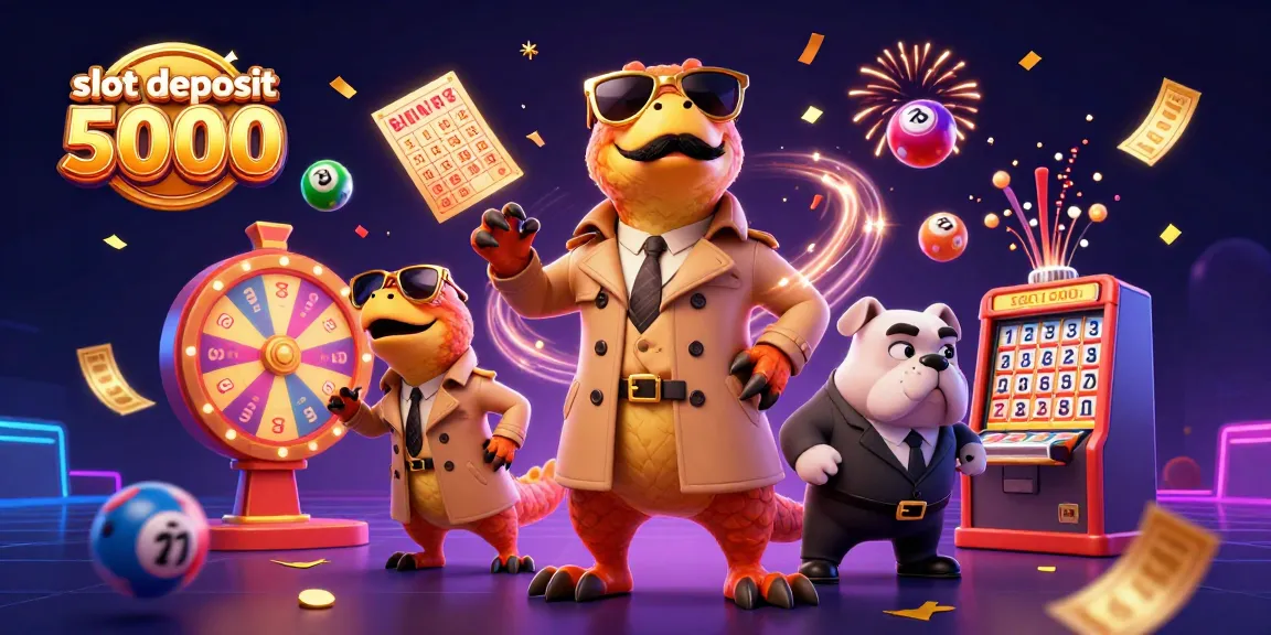 Experience the thrill of slot deposit 5000 with a fun twist in this vibrant casino scene.