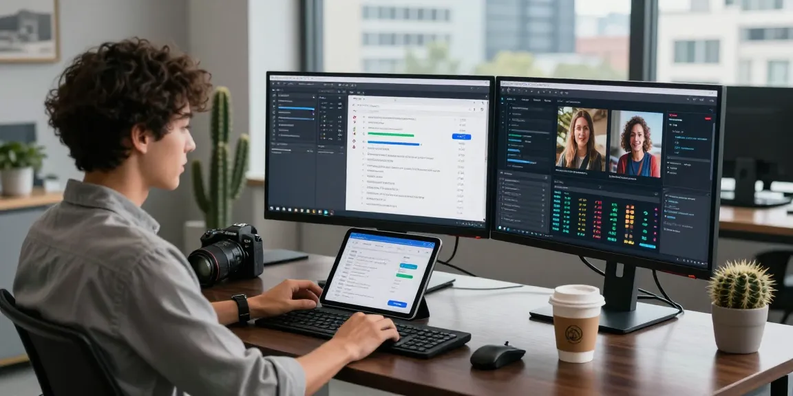 Detect AI image in a modern workspace with analytics dashboards and content moderation tools.