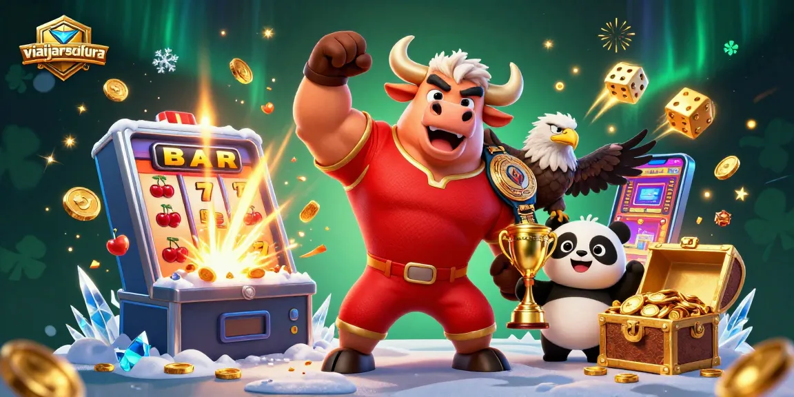 Win big with viatjarescultura in a colorful casino scene featuring lively characters and vibrant gambling elements.