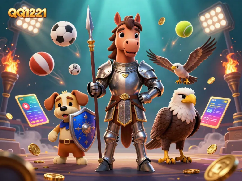 Engage with QQ1221 in a vibrant casino scene filled with characters and dynamic game elements.