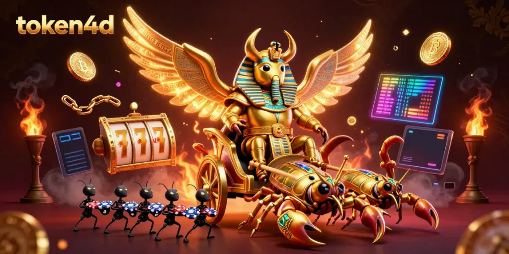 Permainan token4d dengan scarab dan simbol jackpot yang menarik untuk para pemain.