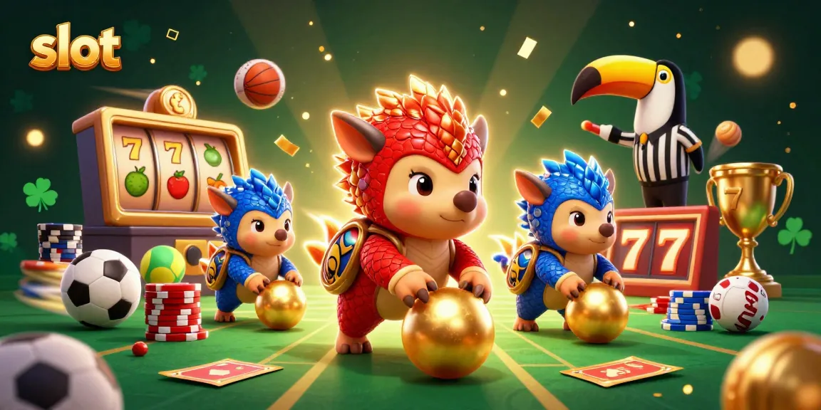 Spin the slot with vibrant pangolins in armor, golden chips, and festive lights in a dynamic casino scene.