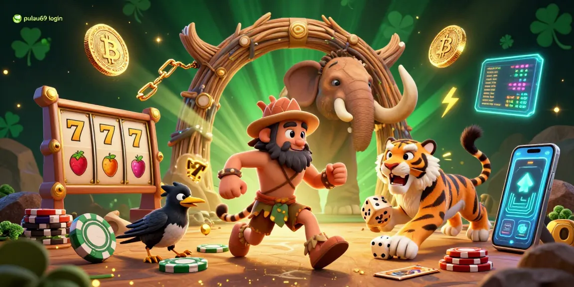 Join the excitement with pulau69 login as caveman and tiger manage a vibrant prehistoric casino adventure.
